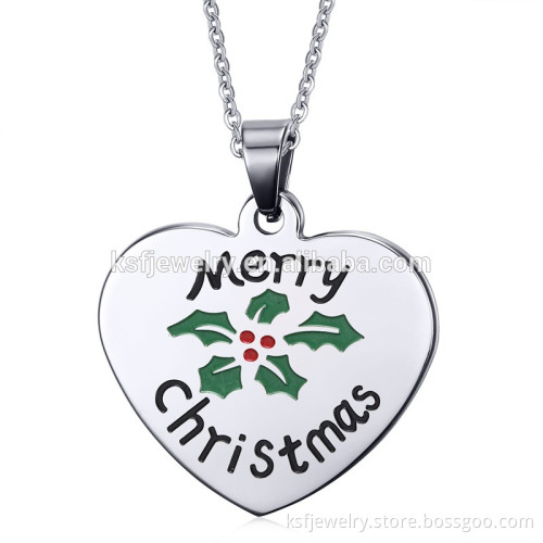 NO MOQ Stainless Steel Heart Tag Pendant Christmas Jewelry